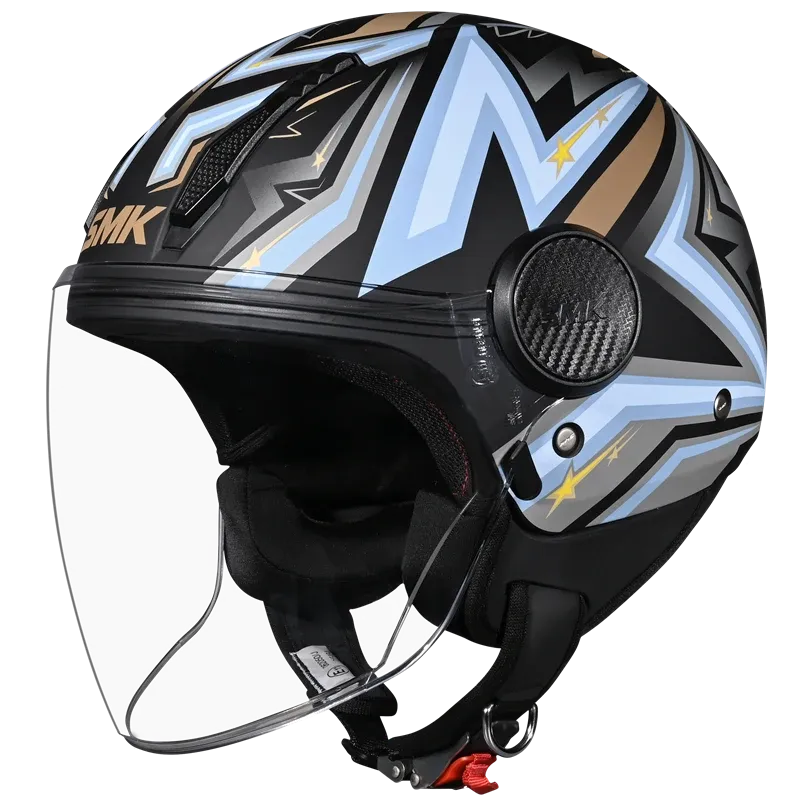 Smk Laminar Starz GL257 Blue Gray Half Face Helmet