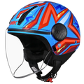 Smk Laminar Starz GL535 Blue Red Half Face Helmet