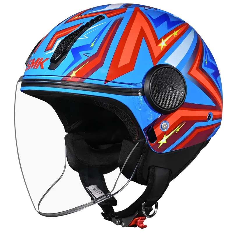 Smk Laminar Starz GL535 Blue Red Half Face Helmet