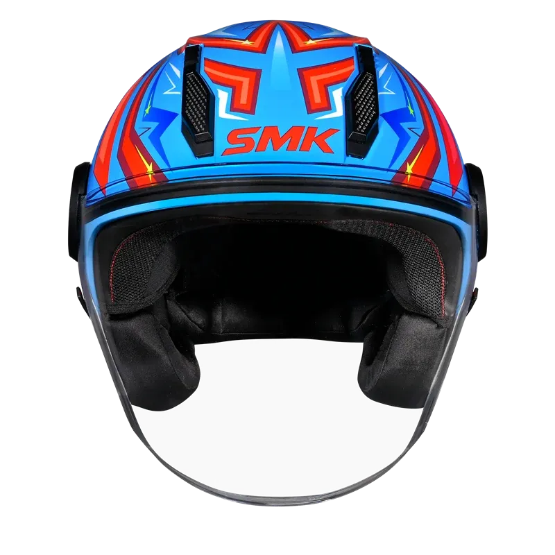 Smk Laminar Starz GL535 Blue Red Half Face Helmet