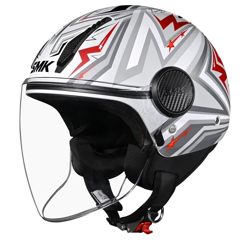 Smk Laminar Starz GL654 Blue Red Half Face Helmet