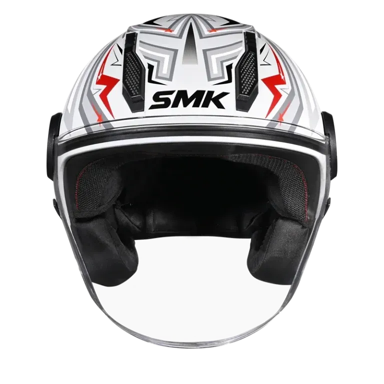 Smk Laminar Starz GL663 Gray Red Half Face Helmet