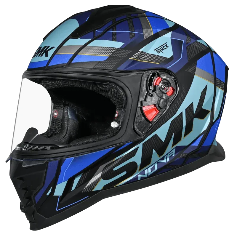 Smk Nova Track GL255 Black Blue Full Face Helmet – Sparkly Helmets