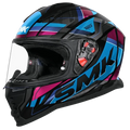 Smk Nova Track GL259 Black Blue Pink Full Face Helmet