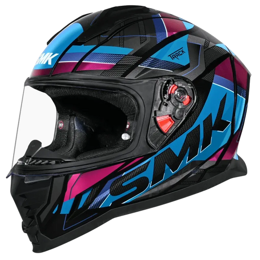 Smk Nova Track GL259 Black Blue Pink Full Face Helmet