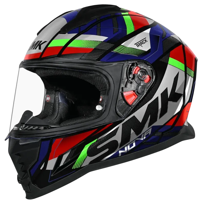 Smk Nova Track GL268 Black Grey Green Full Face Helmet