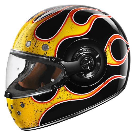 Smk Retro Inferno GL243 Yellow Black Half Face Helmet