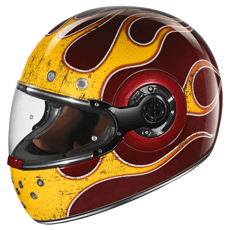 Smk Retro Inferno GL347 Red Yellow Full Face Helmet