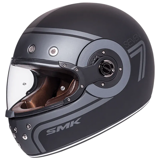 Smk Retro Seven GL260 Black Gray Half Face Helmet
