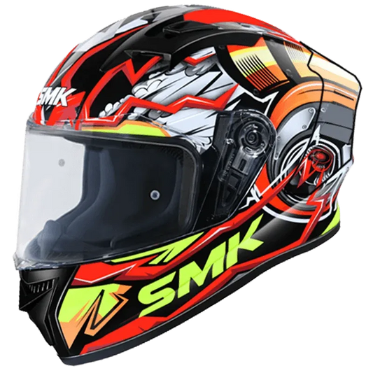 SMK Stellar Gl 234 Red Yellow Full Face Helmet