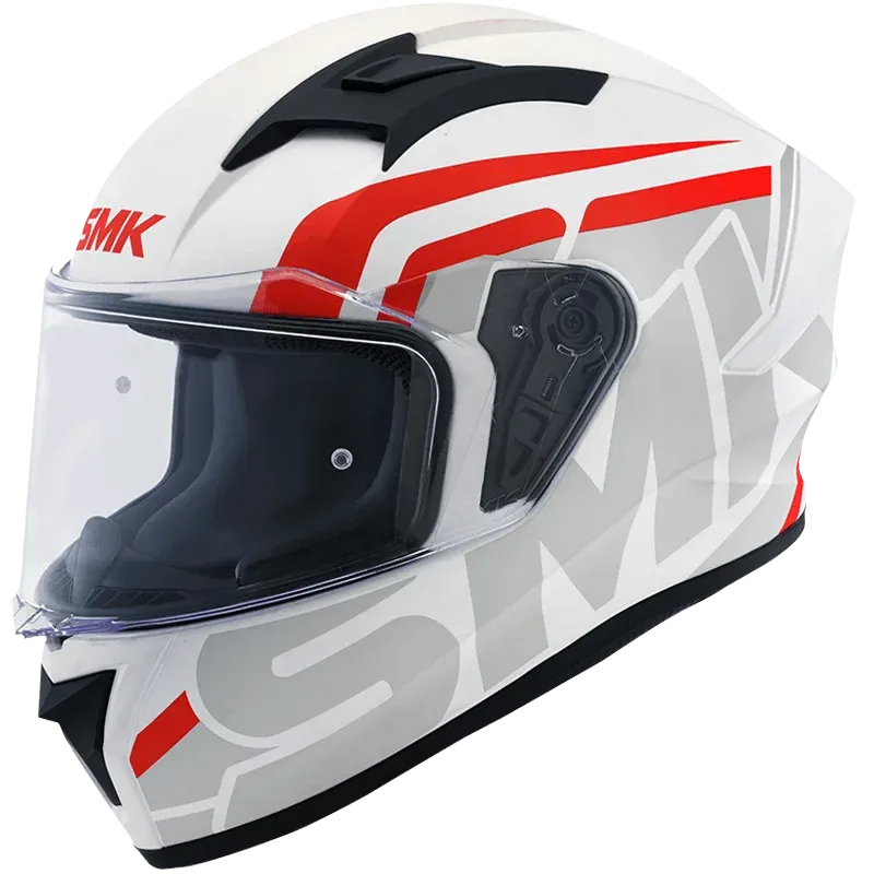 SMK Stellar Sports S01 Adxma 163 White Red Full Face Helmet