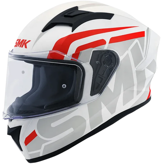 SMK Stellar Stage Gl163 Matt White Red Full Face Helmet