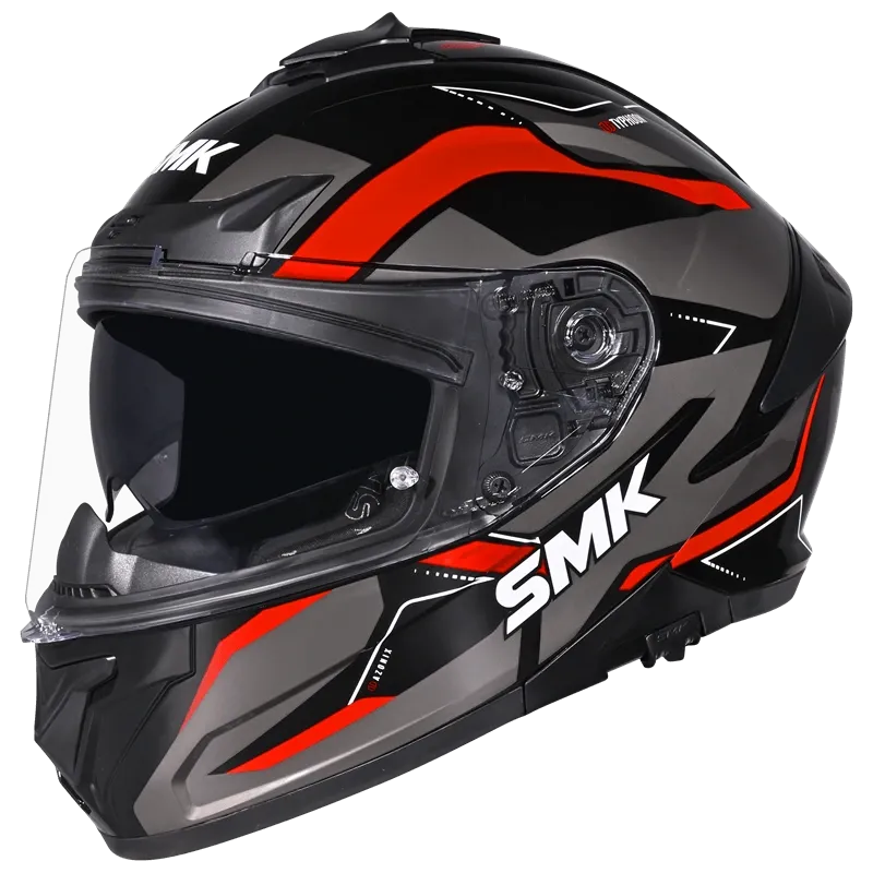 SMK Typhoon Azonix MA263 Black Grey Red Full Face Helmet
