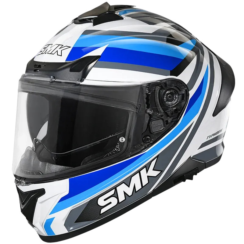 Smk Typhoon Freeride Grphic Gl156 White Blue Full Face Helmet