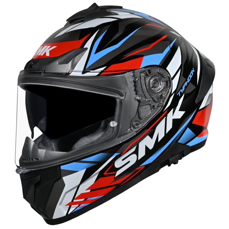 Smk Typhoon Rival GL213 Black Red Blue Full Face Helmet