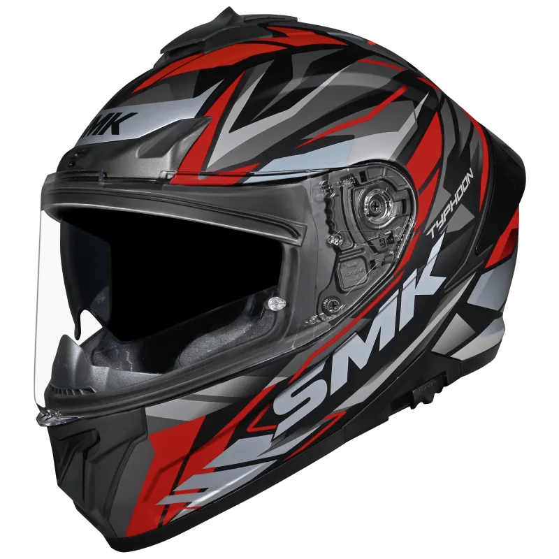 Smk Typhoon Rival MA263 Matt Black Gray Red Full Face Helmet