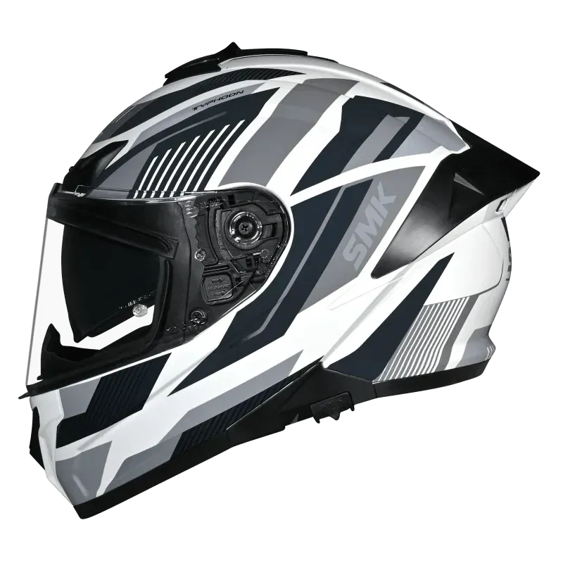 Smk Typoon Sparko Gl 162 White Grey black Full Face Helmet