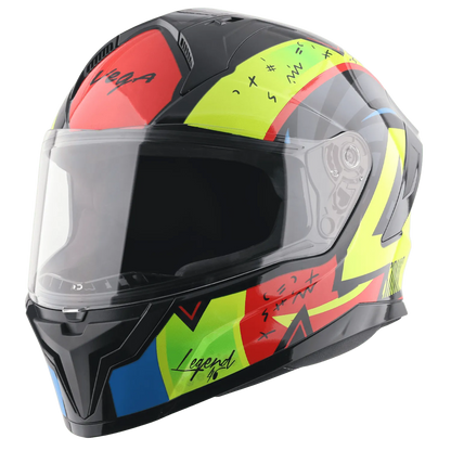 VEGA Sonic Dx Legend Black Neon Yellow Full Face Helmet