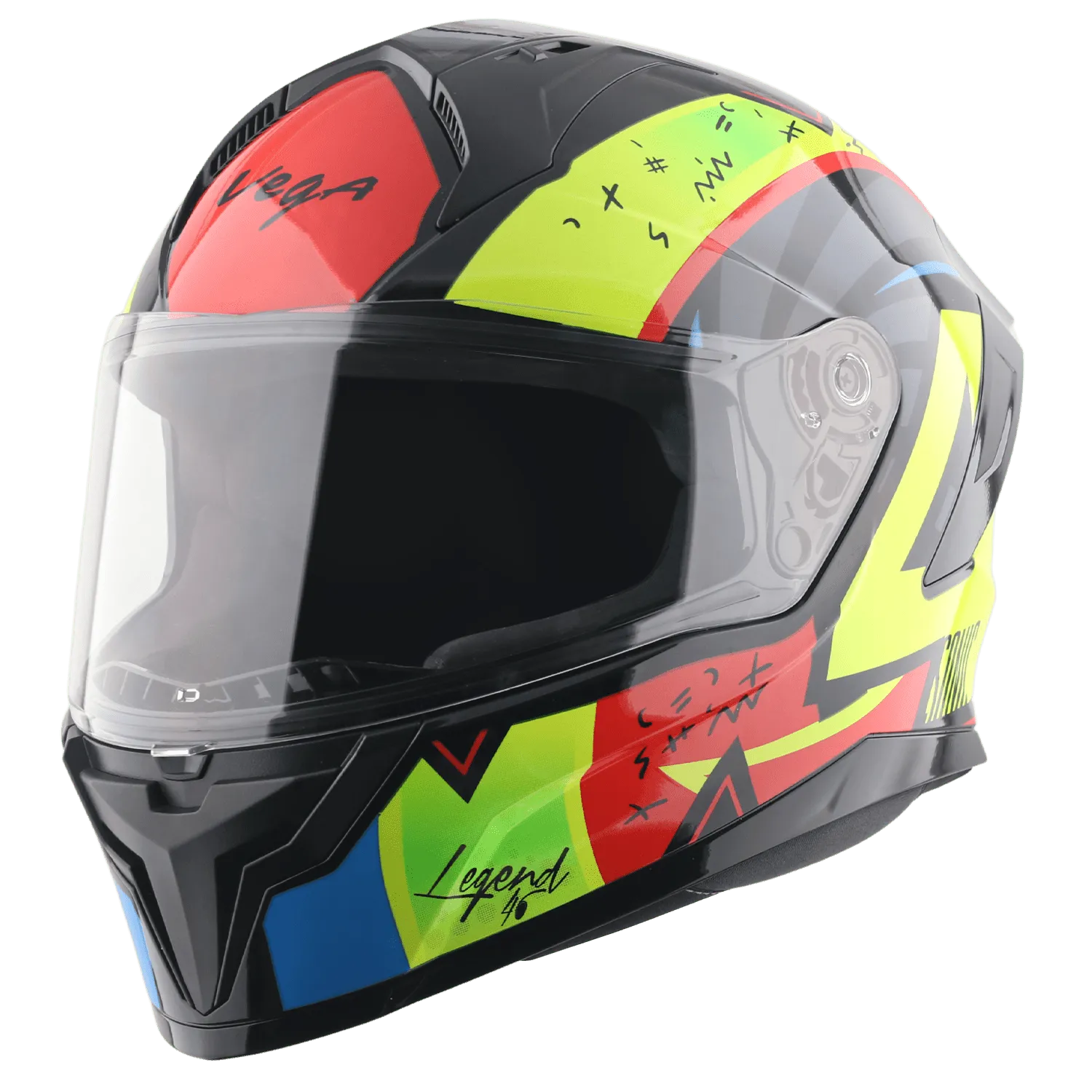 VEGA Sonic Dx Legend Black Neon Yellow Full Face Helmet