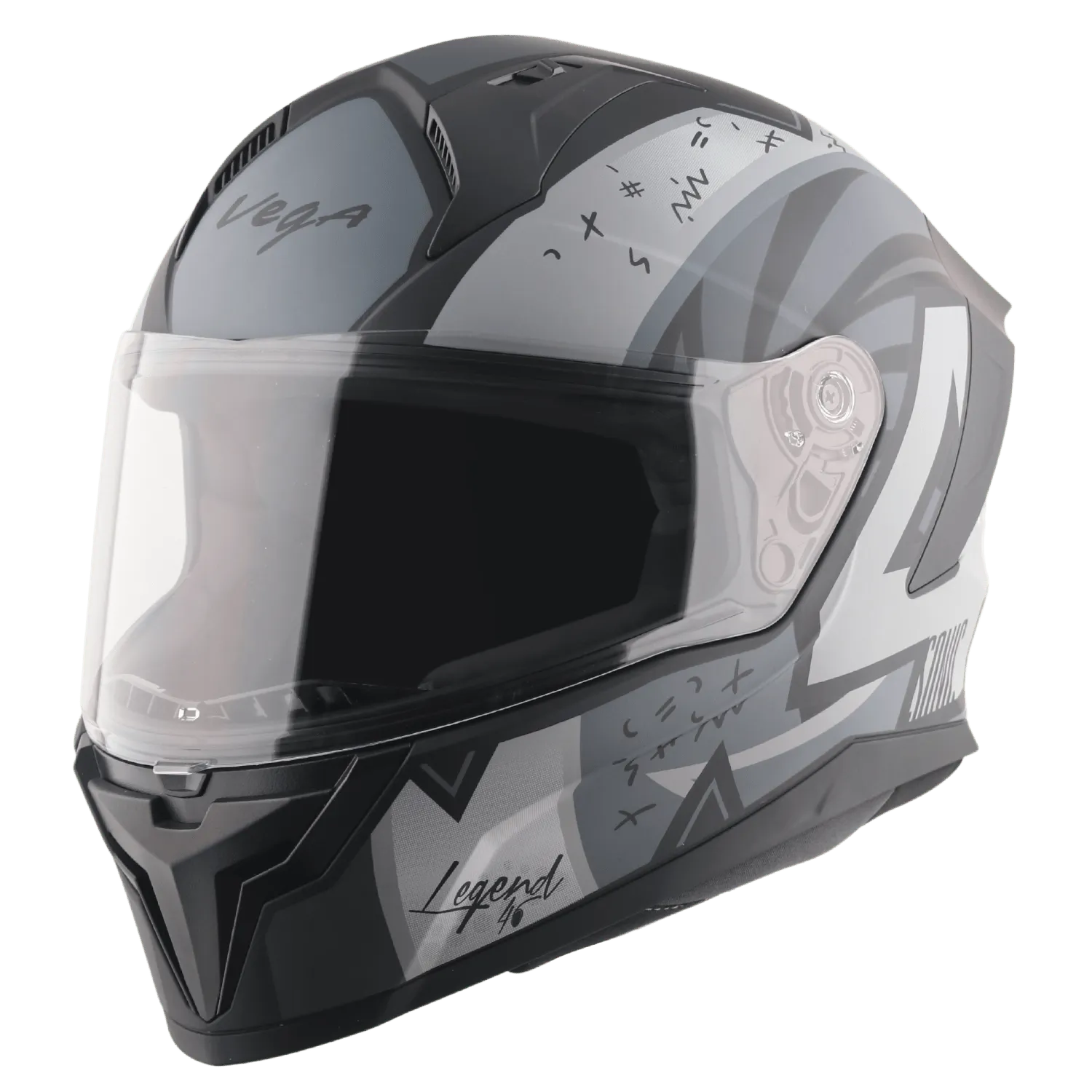 VEGA Sonic Dx Legend Dull Black Gray Full Face Helmet