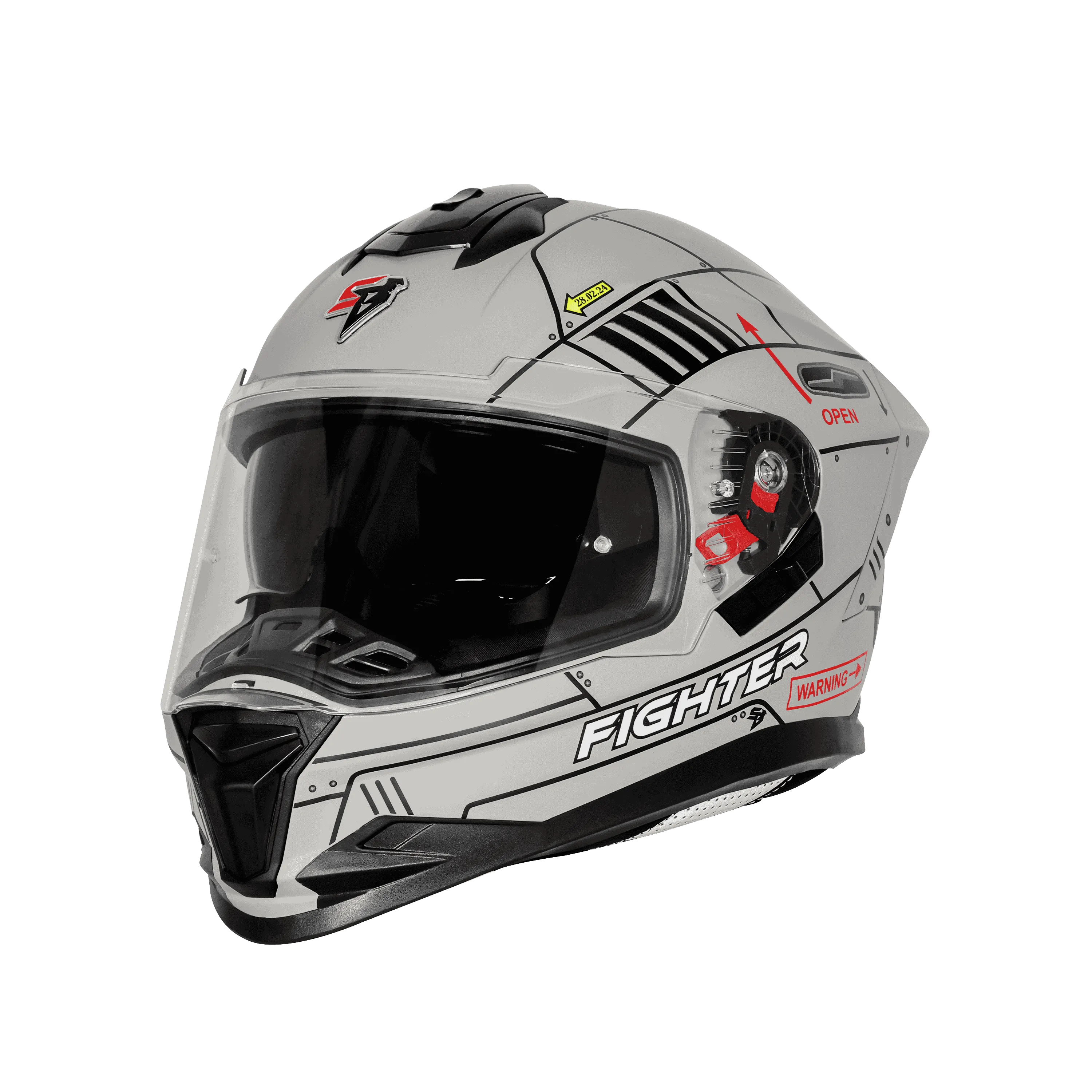Steelbird Sbh 57 Fighter F6 Black Grey Full Face Helmet