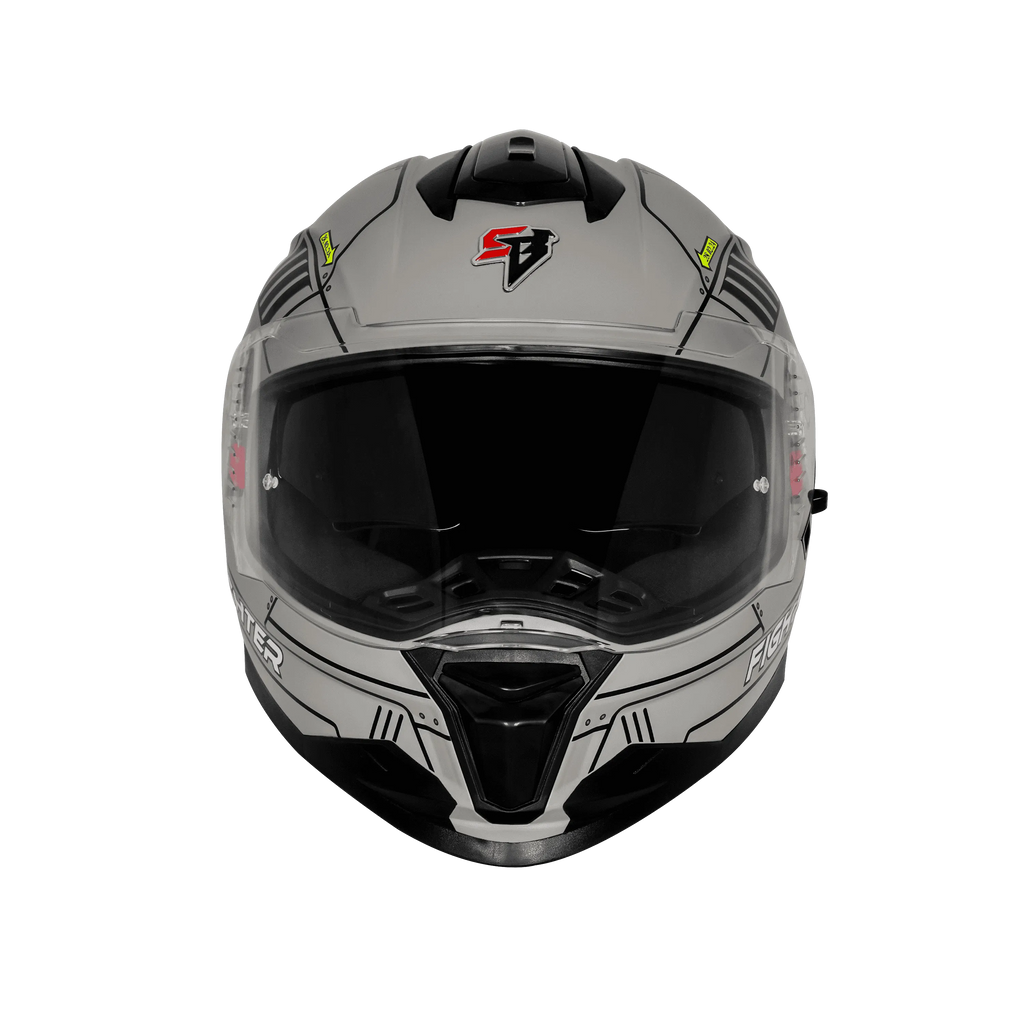 Steelbird Sbh 57 Fighter F6 Black Grey Full Face Helmet