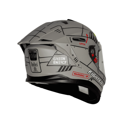 Steelbird Sbh 57 Fighter F6 Black Grey Full Face Helmet