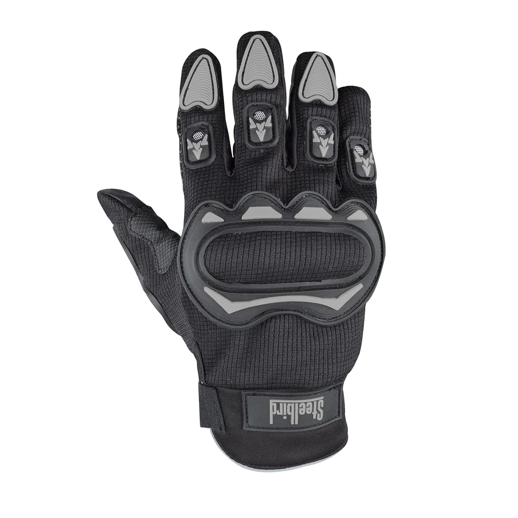 STEELBIRD Full Length Riding Black Grey Gloves Riding Gears