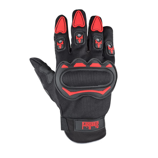 STEELBIRD Black Red Gloves Riding Gears