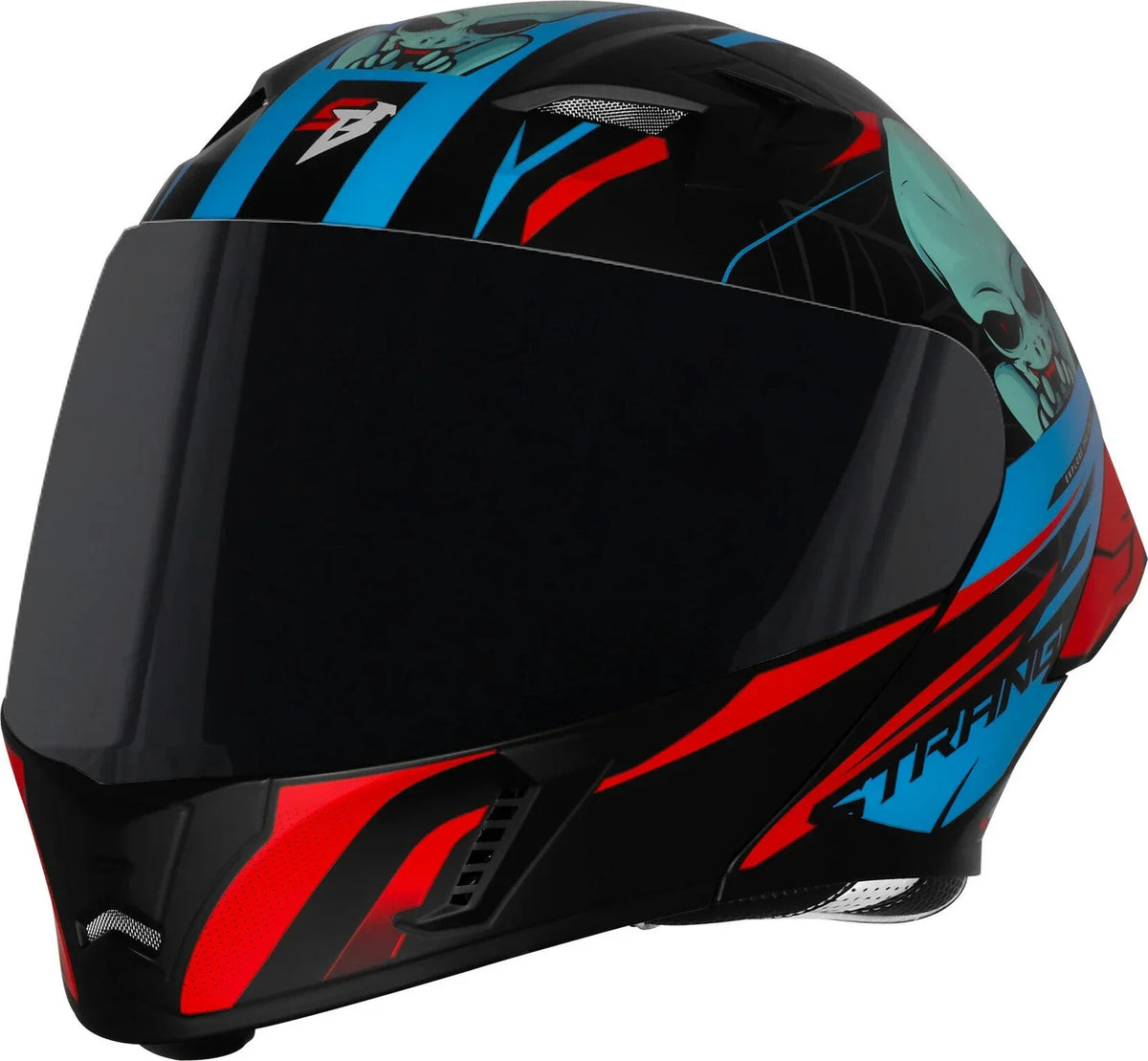 Steelbird Sba-20 Strange Single Visor Black Red Flip Up Helmet