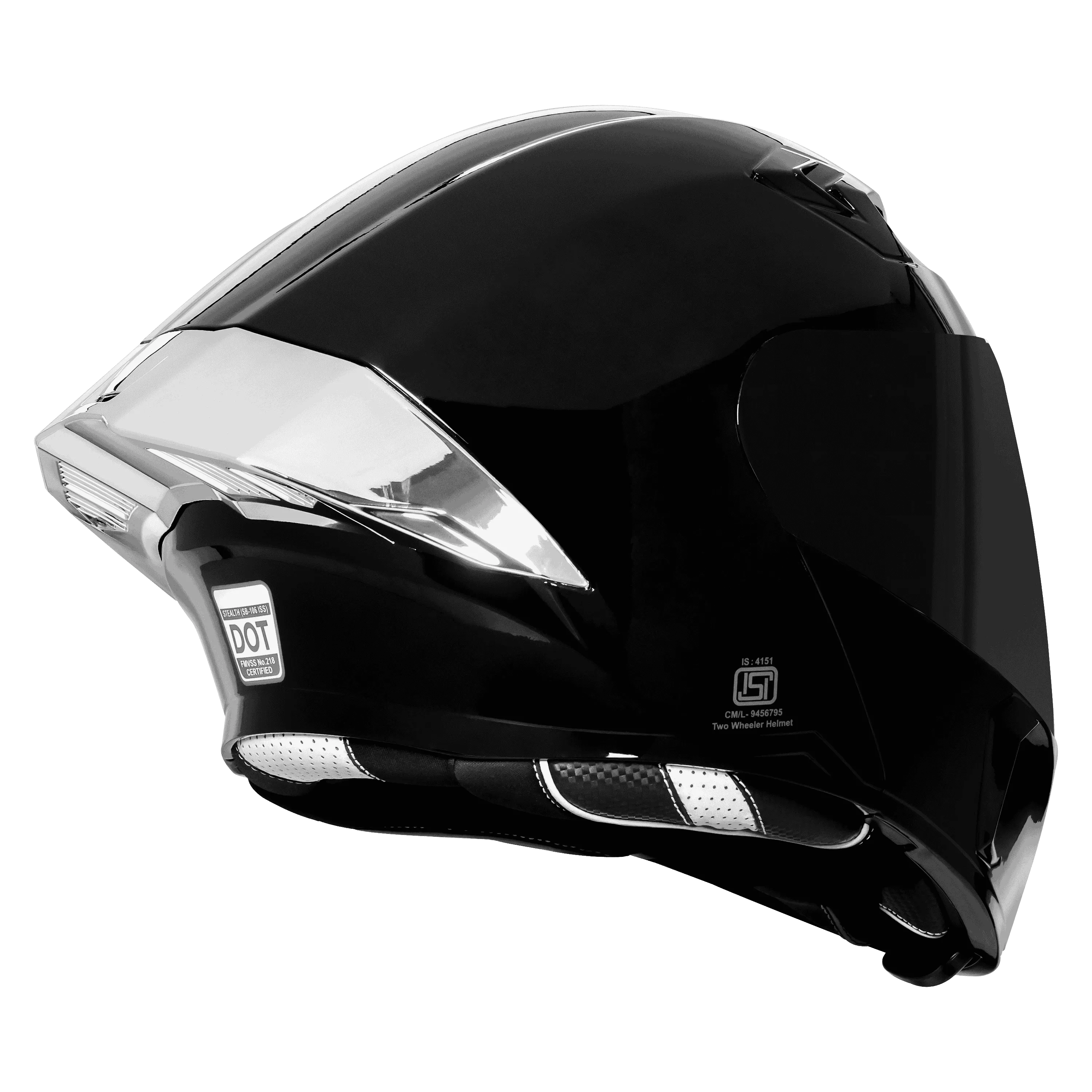 Steelbird Sba 20 Chrome Glossy Black Full Face Helmet