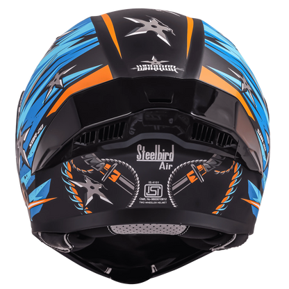 STEELBIRD Sba20 Dark Warrior Black Jazz Blue Full Face Helmet