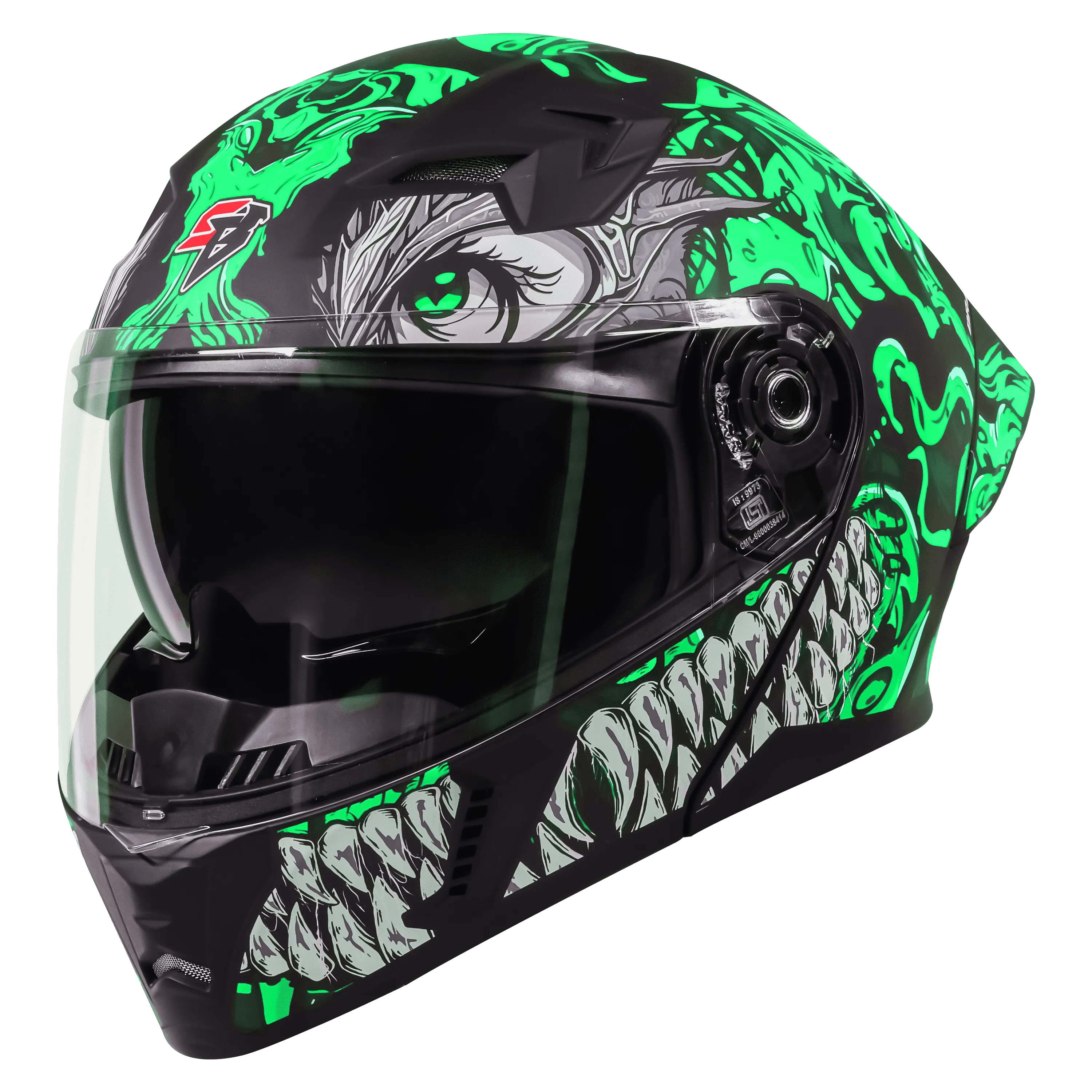 STEELBIRD Sba20 Draco Matt Black Green Flip Up Helmet
