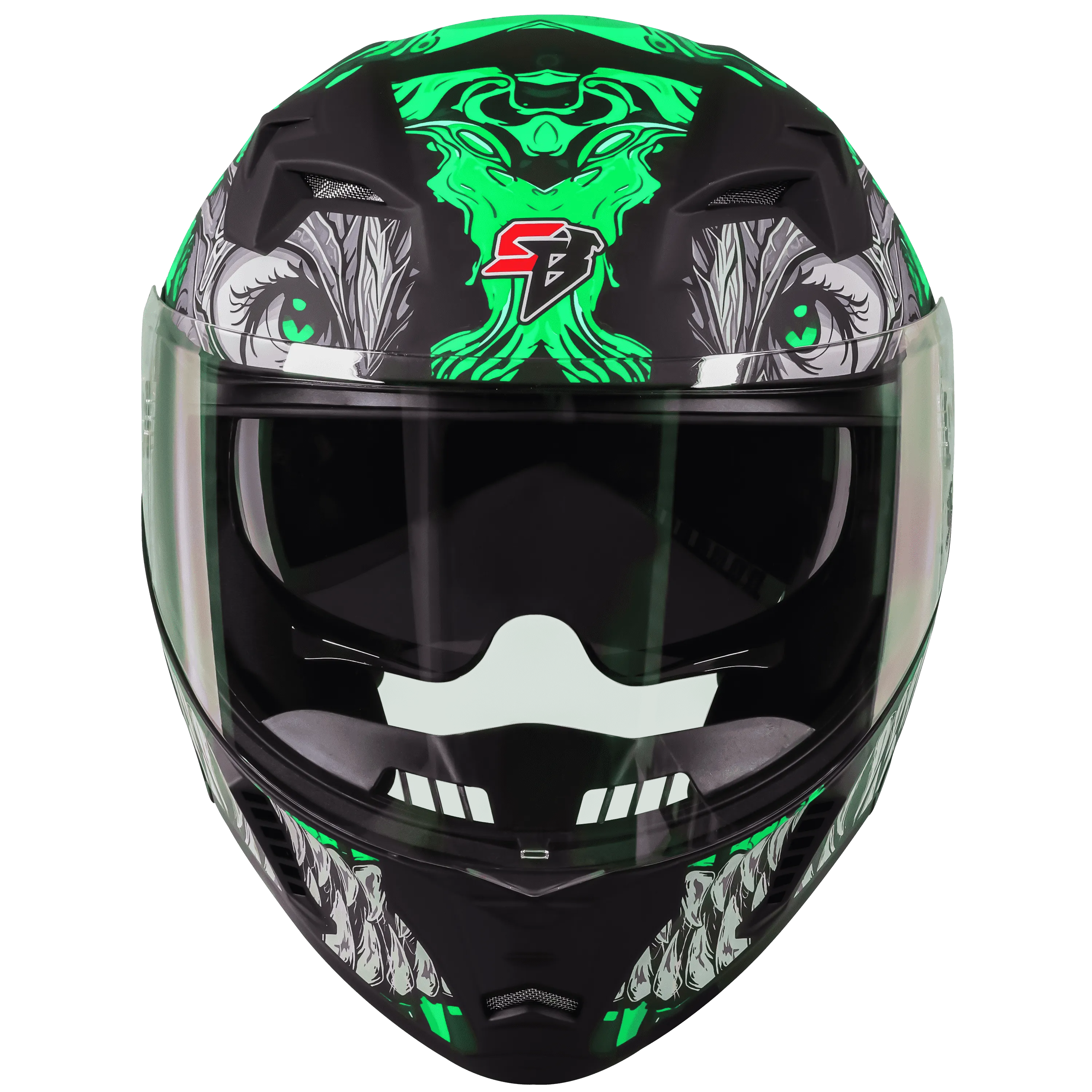 STEELBIRD Sba20 Draco Matt Black Green Flip Up Helmet