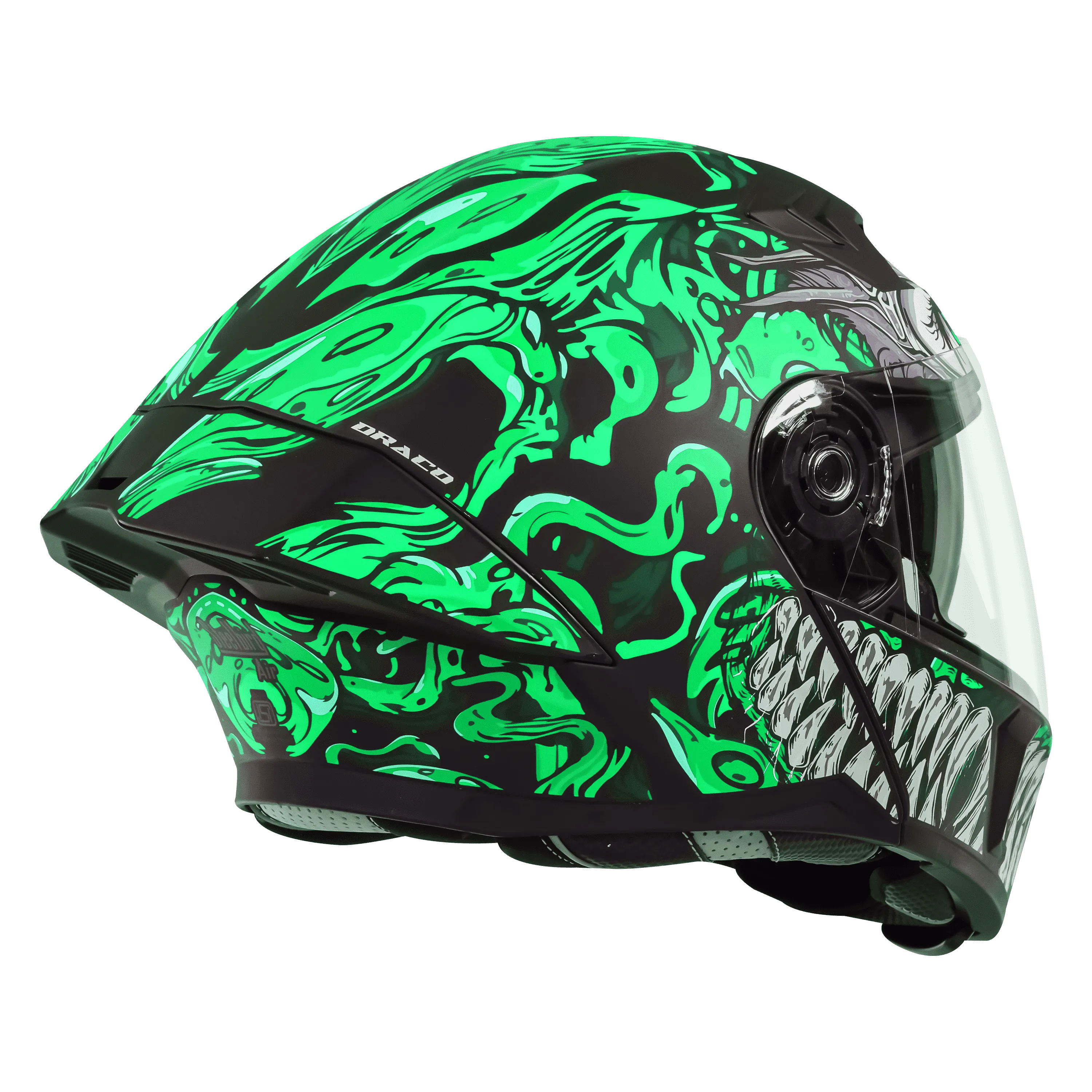 STEELBIRD Sba20 Draco Matt Black Green Flip Up Helmet