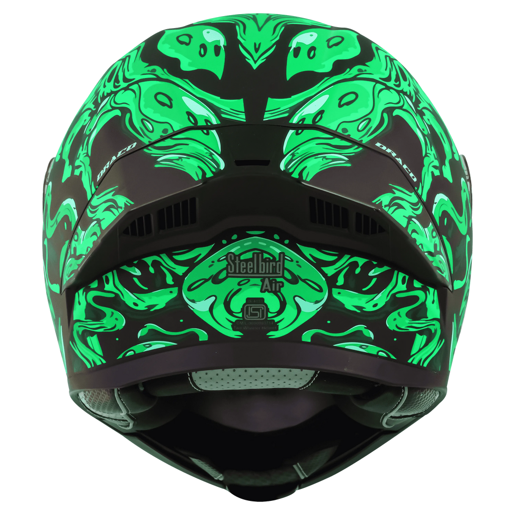 STEELBIRD Sba20 Draco Matt Black Green Flip Up Helmet