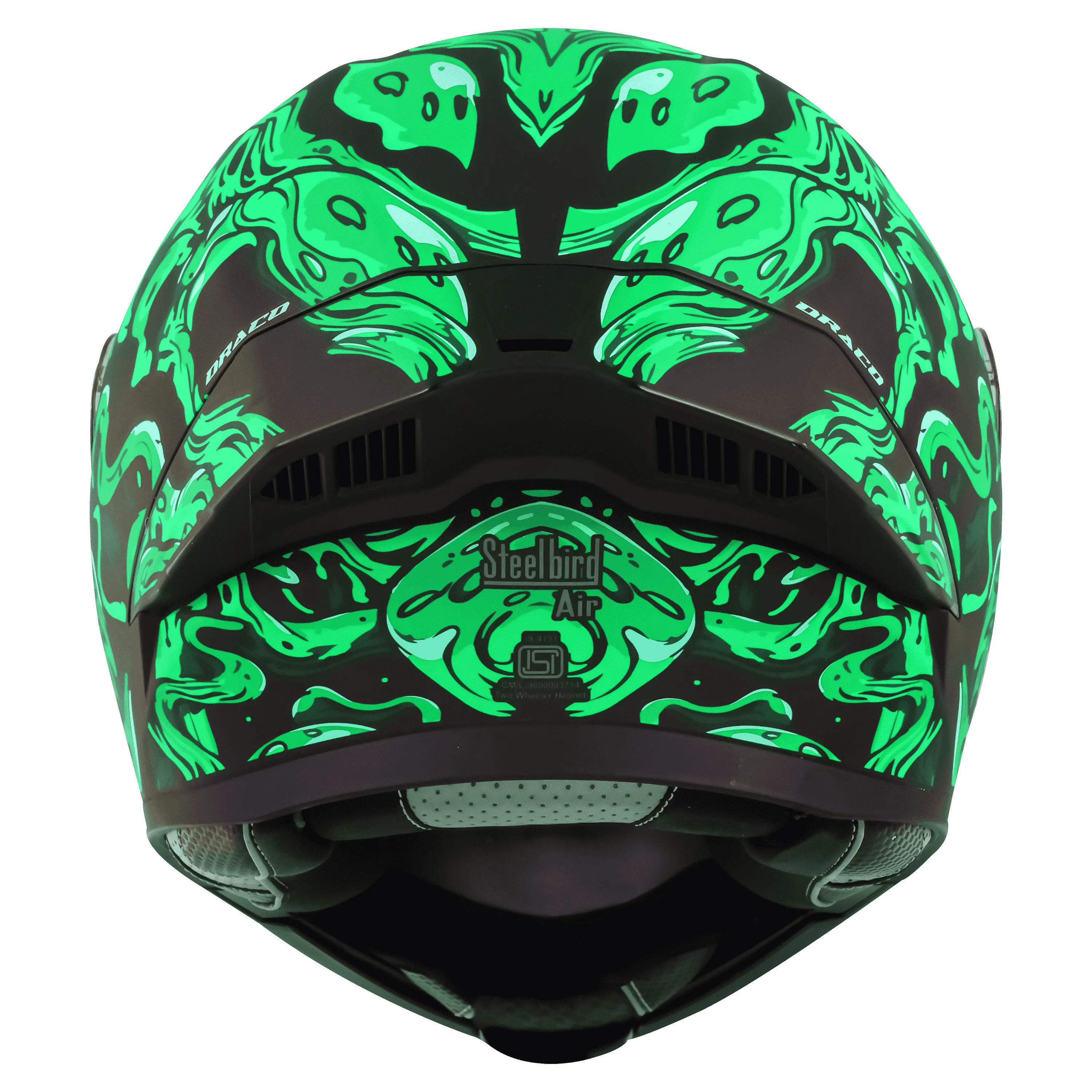 STEELBIRD Sba20 Draco Matt Black Green Flip Up Helmet