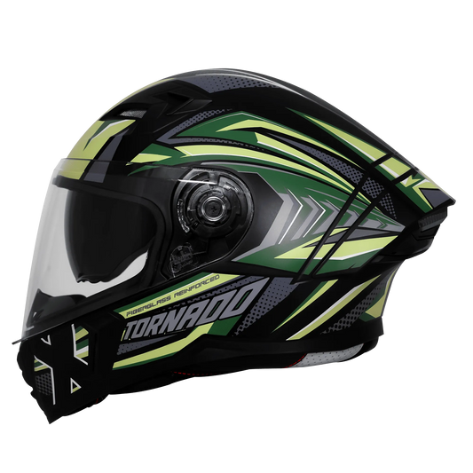 Steelbird Sba 11 Tornado T1 Black Battle Green Full Face Helmet