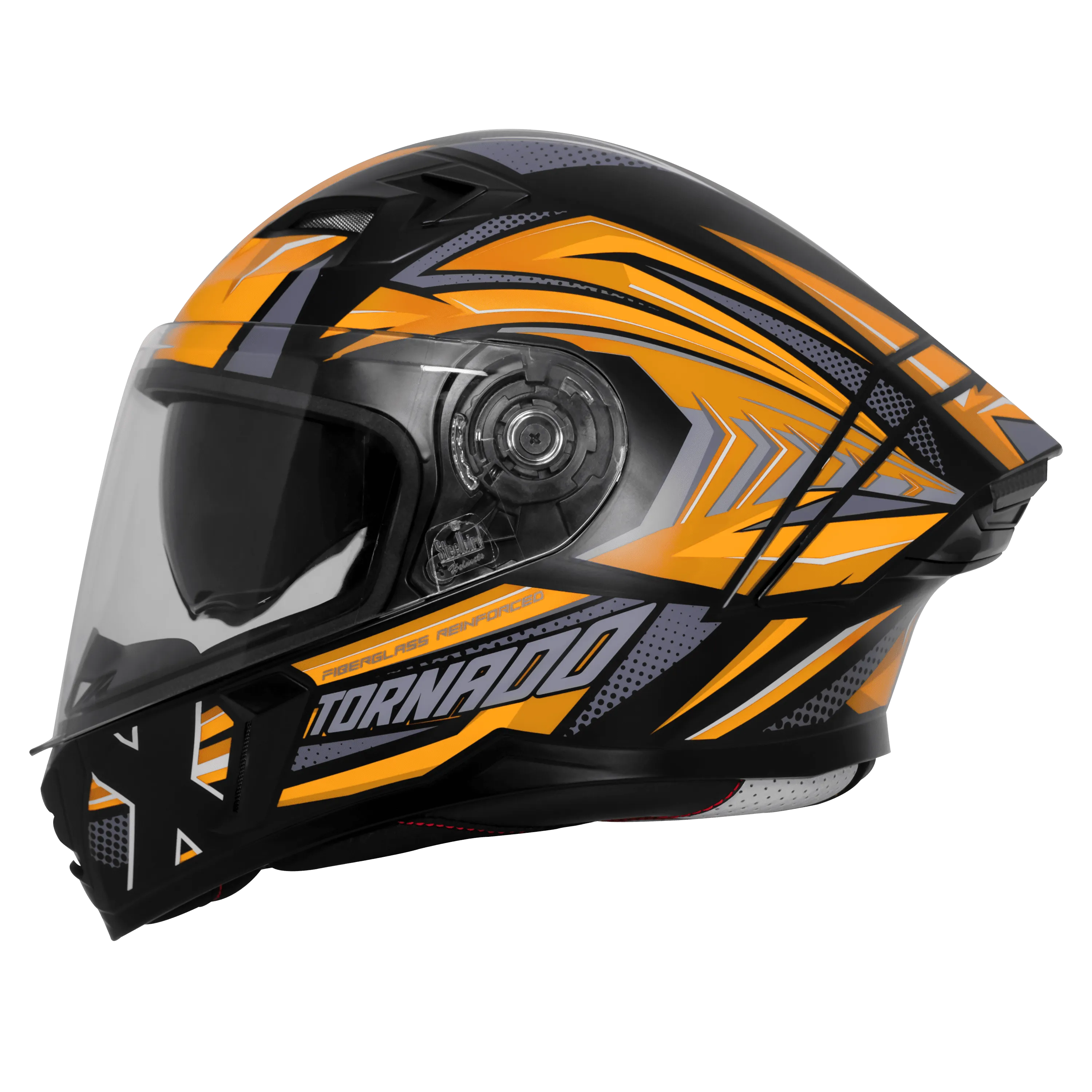 Steelbird Sba 11 Tornado T1 Black Orange Full Face Helmet