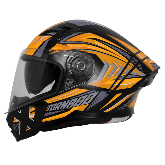 Steelbird Sba 11 Tornado T1 Black Orange Full Face Helmet