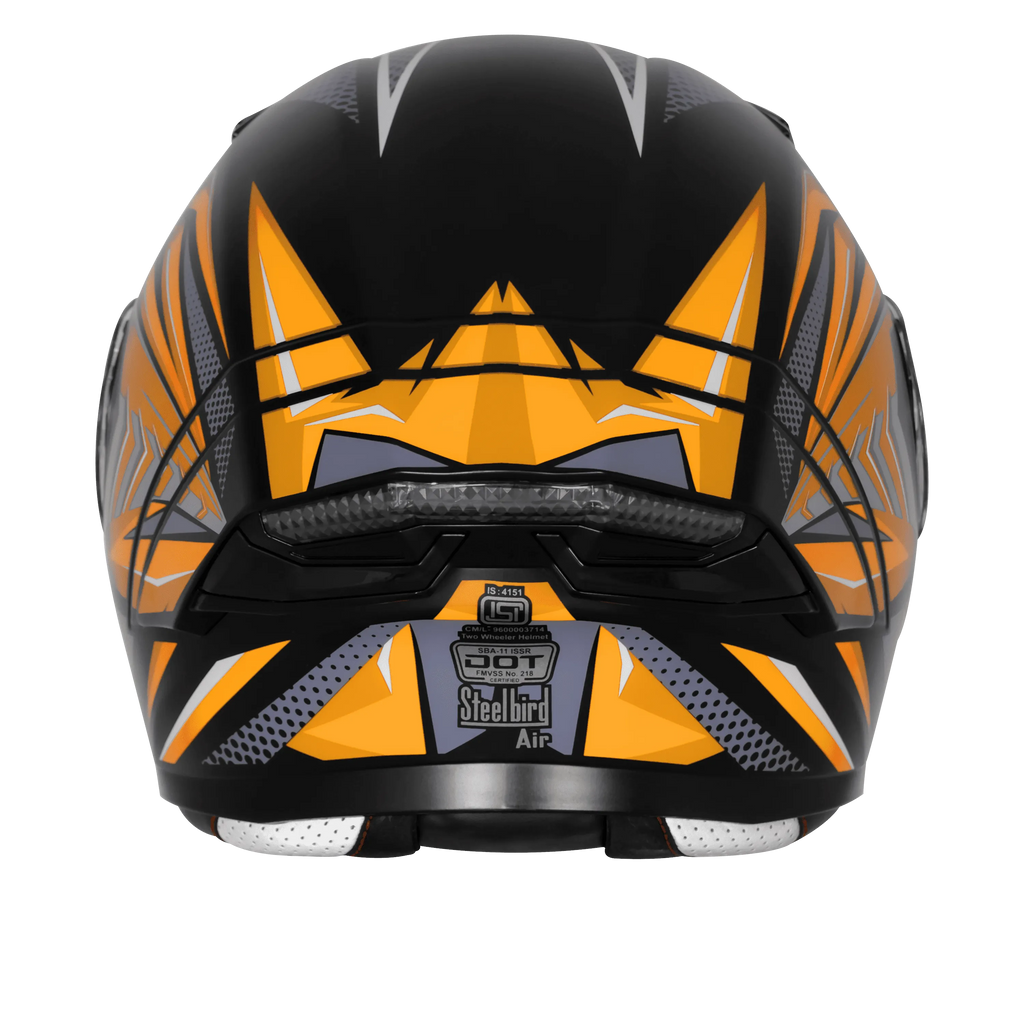 Steelbird Sba 11 Tornado T1 Black Orange Full Face Helmet