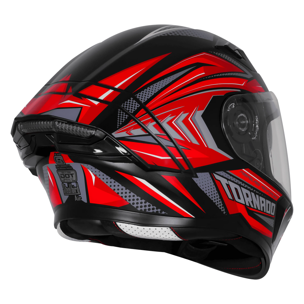 Steelbird Sba 11 Tornado T1 Black Red Full Face Helmet