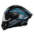 Steelbird Sba 11 Tornado T1 Black Sea Green Full Face Helmet