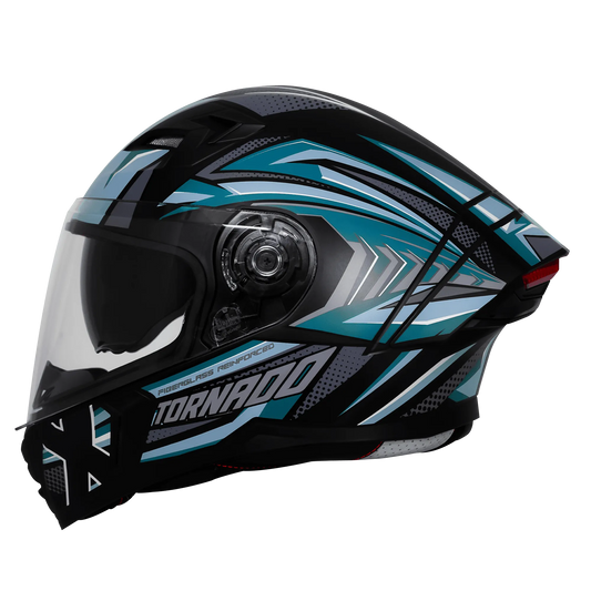 Steelbird Sba 11 Tornado T1 Black Sea Green Full Face Helmet