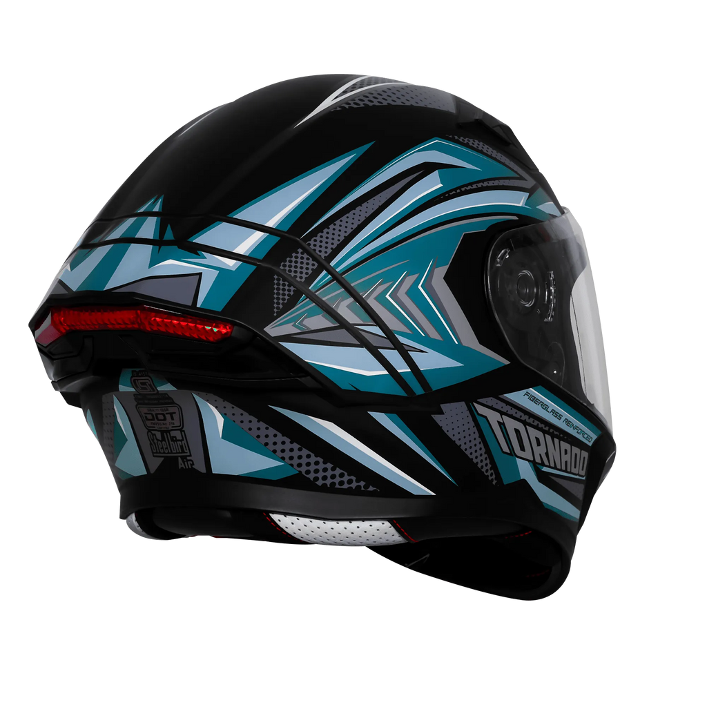 Steelbird Sba 11 Tornado T1 Black Sea Green Full Face Helmet