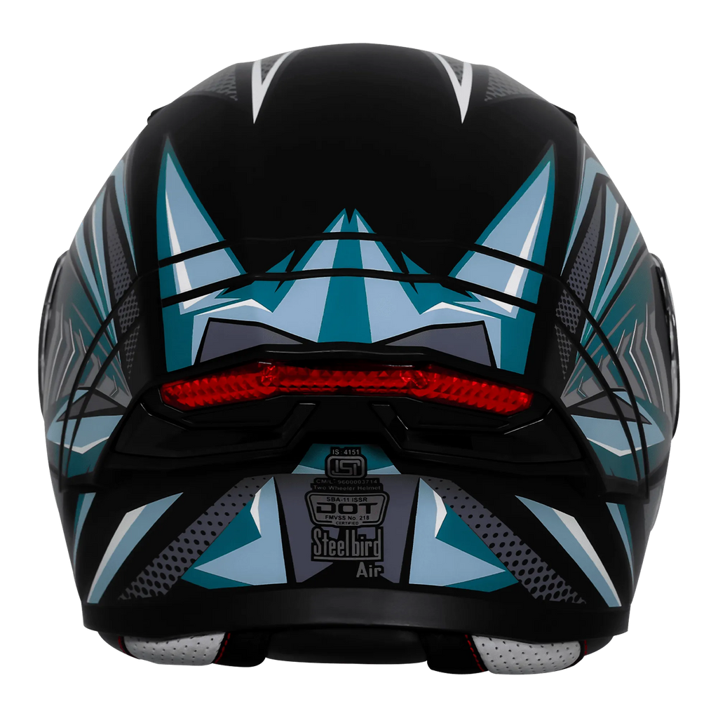 Steelbird Sba 11 Tornado T1 Black Sea Green Full Face Helmet