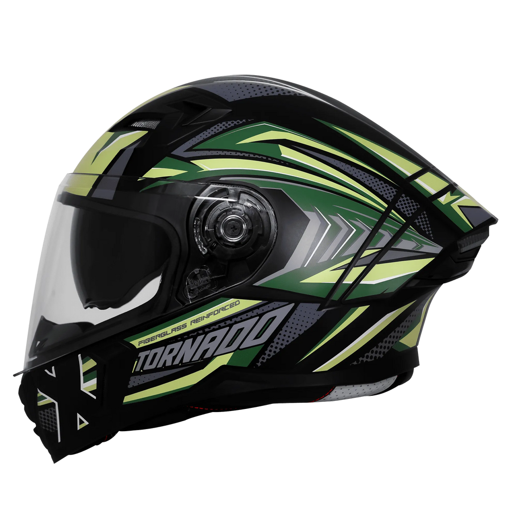 Steelbird Sba 11 Tornado T1 Matt Black Battle Green Full Face Helmet