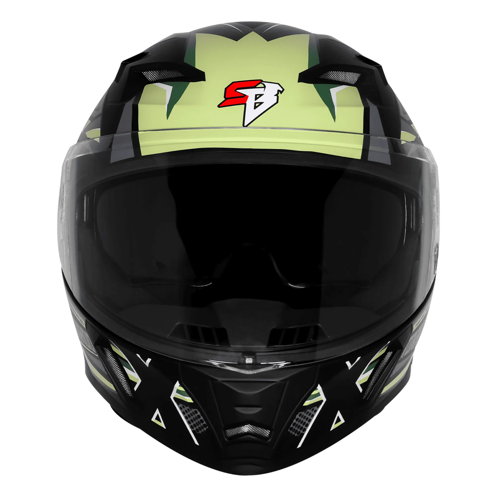 Steelbird Sba 11 Tornado T1 Matt Black Battle Green Full Face Helmet