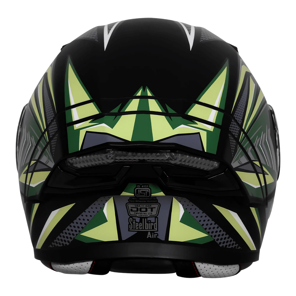 Steelbird Sba 11 Tornado T1 Matt Black Battle Green Full Face Helmet