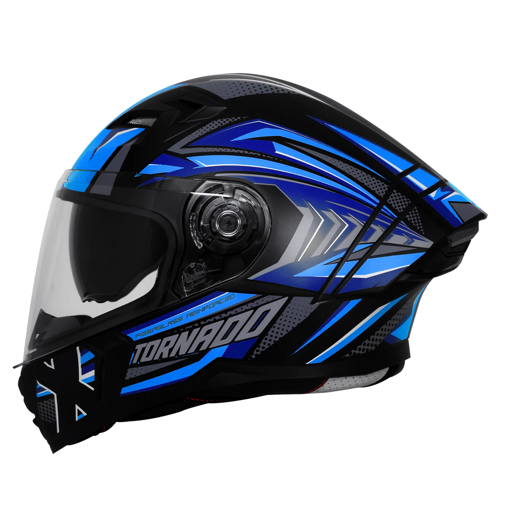Steelbird Sba 11 Tornado T1 Matt Black Blue Full Face Helmet